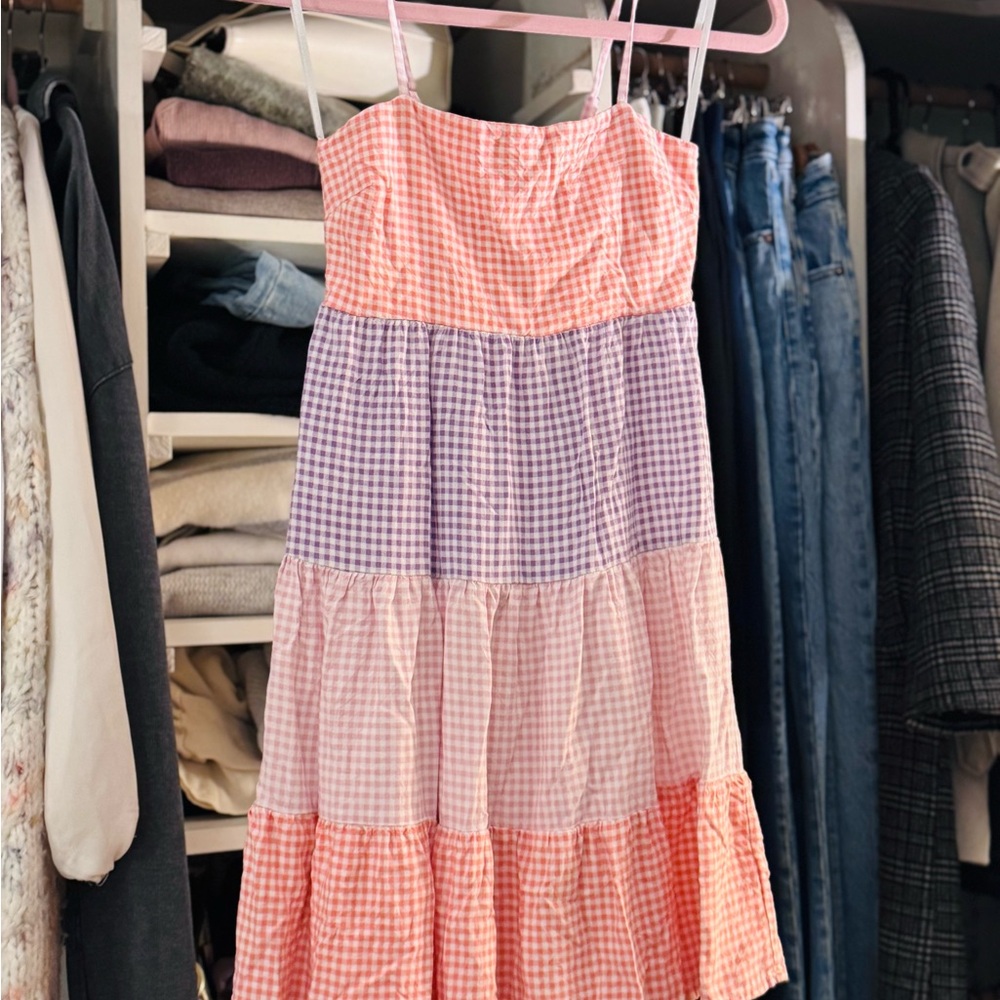 Tiered Gingham Plaid Mini Dress